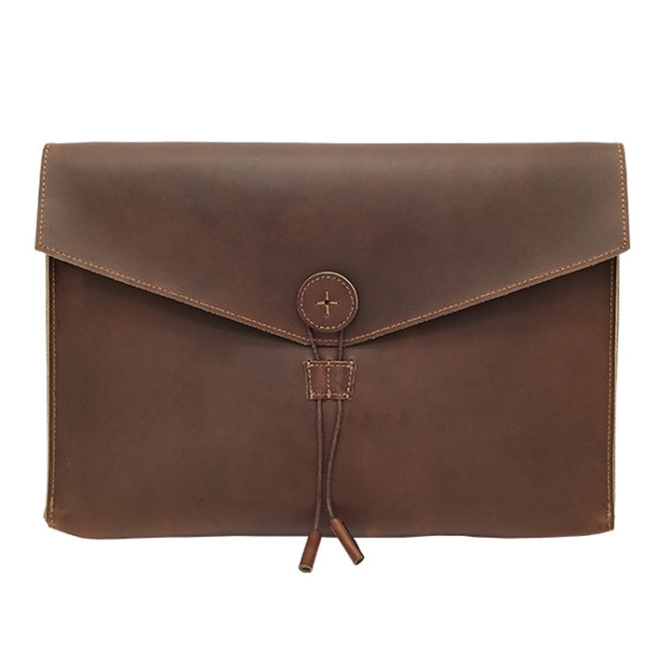 S121 Leather Wear-resistant Business Briefcase, Color: Double Coffee