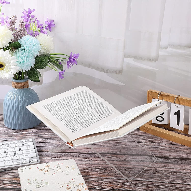 X-shaped Acrylic Bookshelf Transparent Book Sheet Music Display Stand(28x15.5x15.5cm)