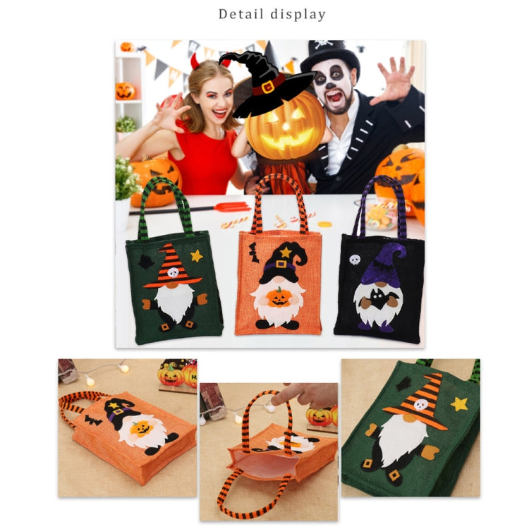 Halloween Cartoon Doll Linen Tote Bags(Green)