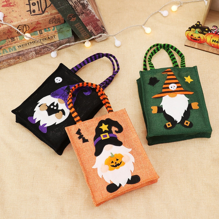 Halloween Cartoon Doll Linen Tote Bags(Black)