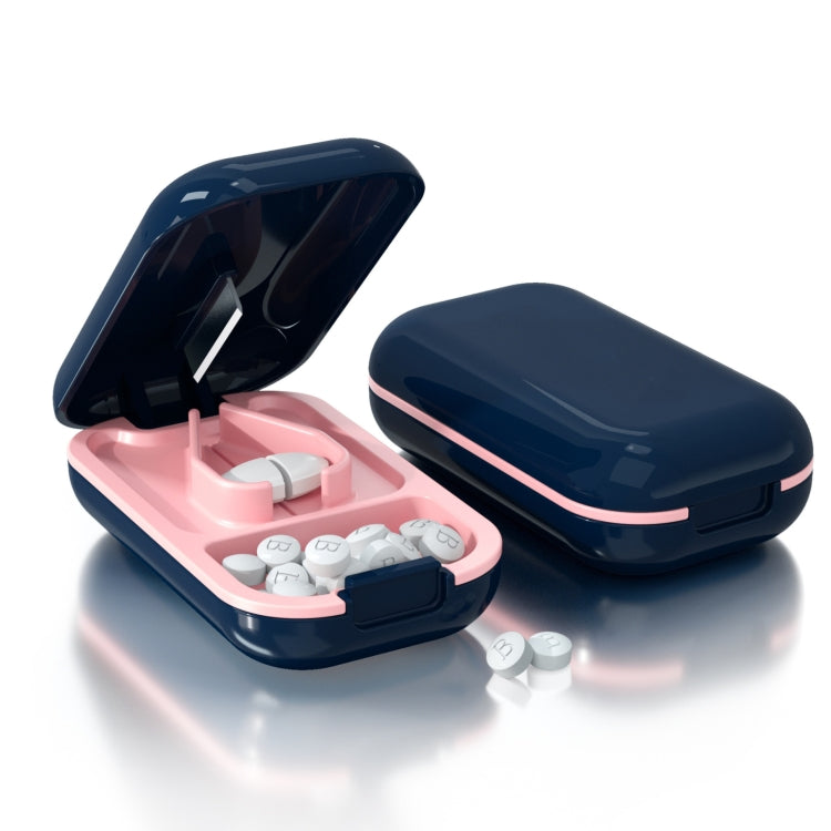 TP-009 Mini Pill Cutting Box Storage Box Dispenser(Sapphire Blue)