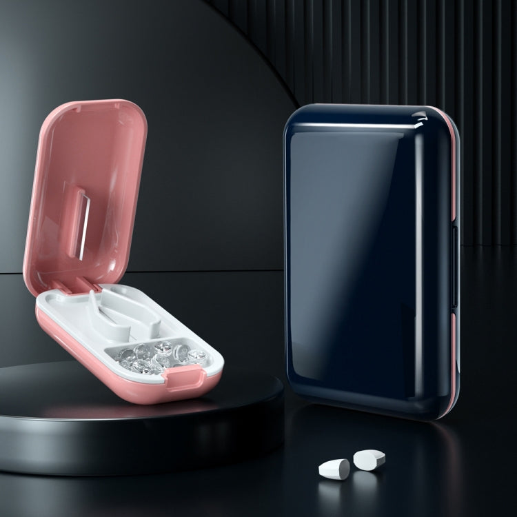 TP-009 Mini Pill Cutting Box Storage Box Dispenser(Cherry Blossom Red)
