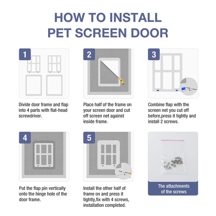 34cmx 44cm  Pet Plaid Door For Screen Window Door Hole With Automatic Closure Lockable(White)