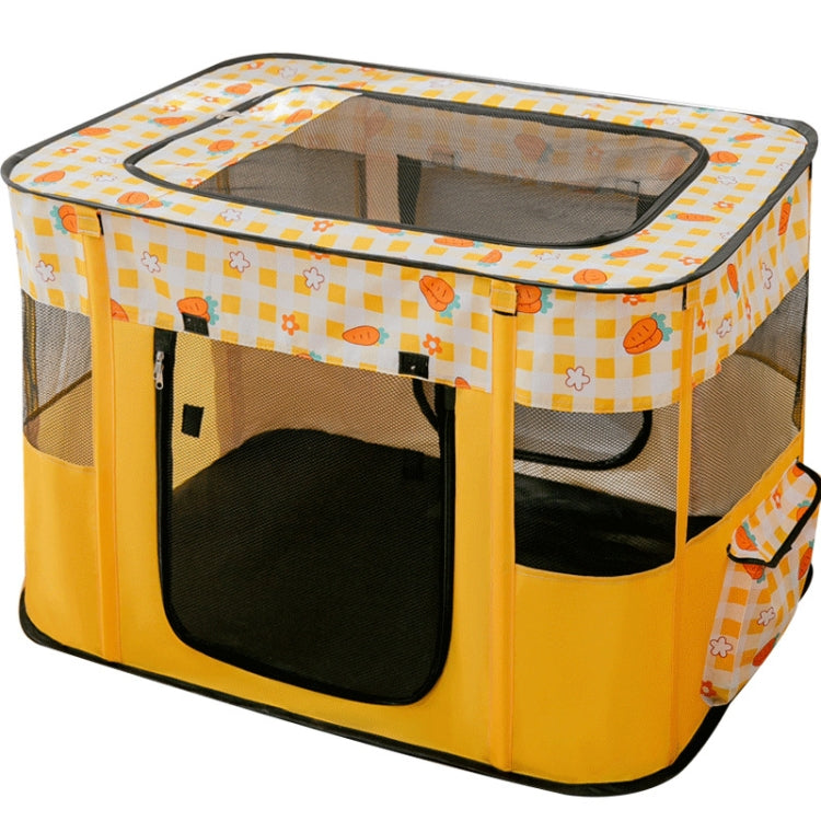 Rectangular Foldable Pet Fence Dog and Cat Litter Pet Delivery Room L(Yellow Carrot)