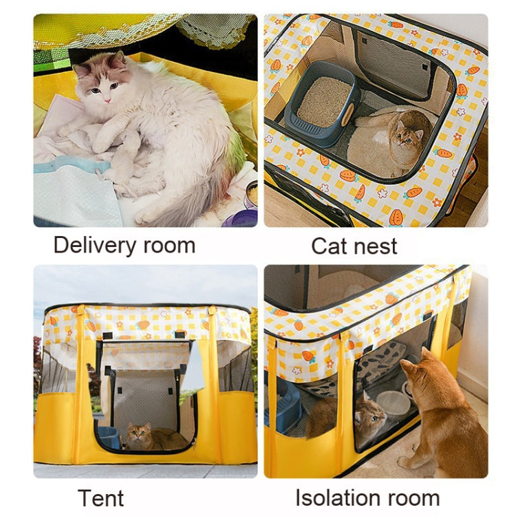 Rectangular Foldable Pet Fence Dog and Cat Litter Pet Delivery Room XL(Yellow Carrot)