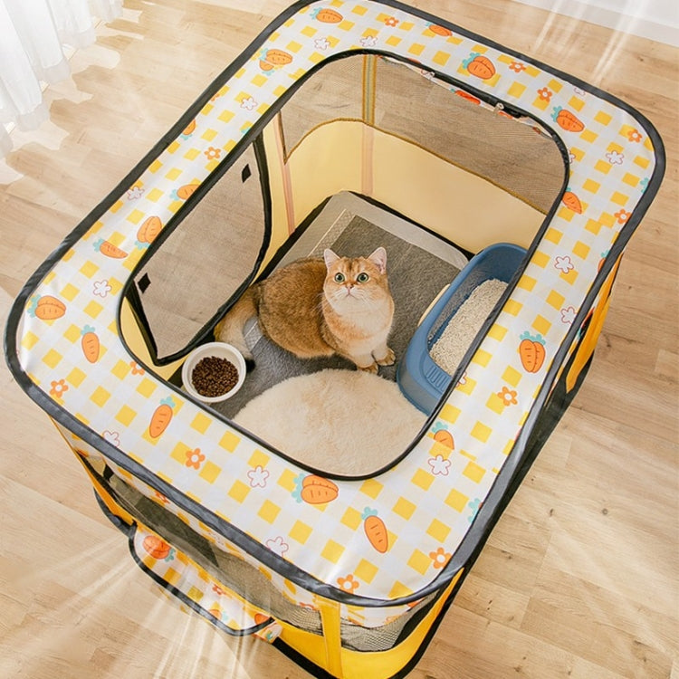 Rectangular Foldable Pet Fence Dog and Cat Litter Pet Delivery Room M(Yellow Carrot)
