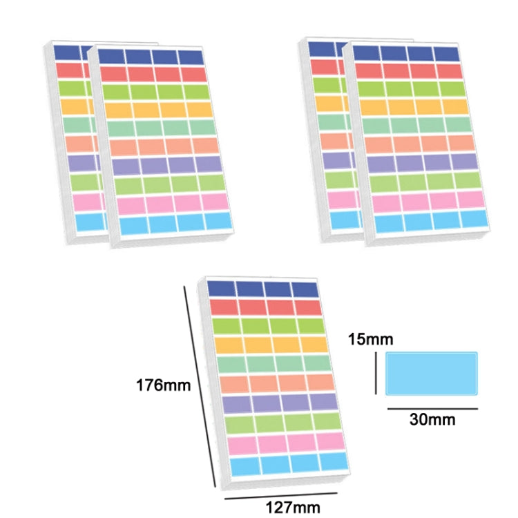 5 Packs Children Colorful Square Label Classification Stickers(10 PCS/Pack)