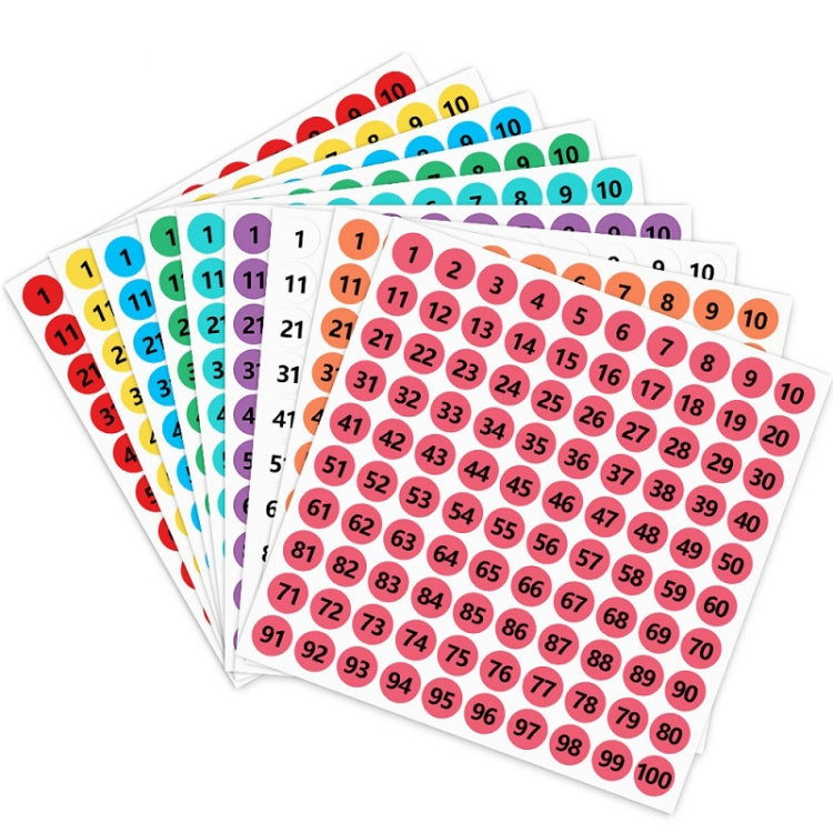 100 Stickers/Sheet Clothes Footwear Size Number Label Sticker, Random Color Delivery, Diameter: 10mm