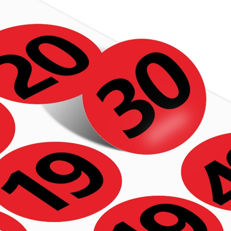 100 Stickers/Sheet Clothes Footwear Size Number Label Sticker, Random Color Delivery, Diameter: 20mm
