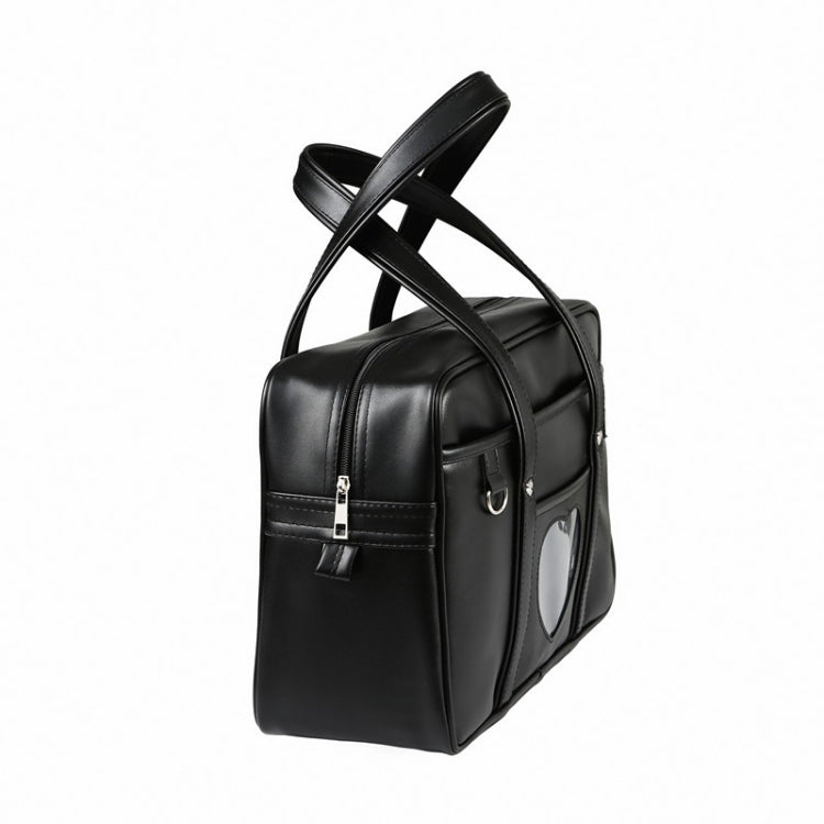 Handbag PU Uniform Bag Men and Women Wear-resistant Waterproof Commuter Backpack, Size: 19 Inch(Black)