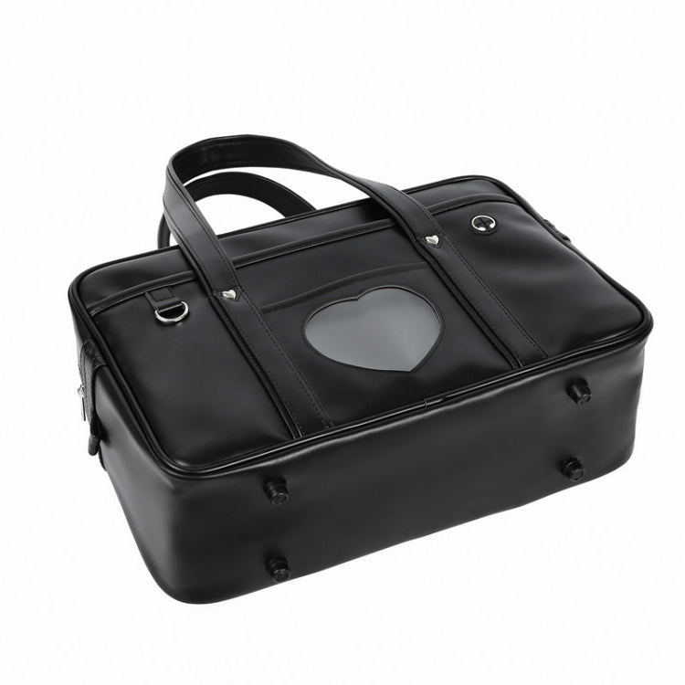 Handbag PU Uniform Bag Men and Women Wear-resistant Waterproof Commuter Backpack, Size: 19 Inch(Black)