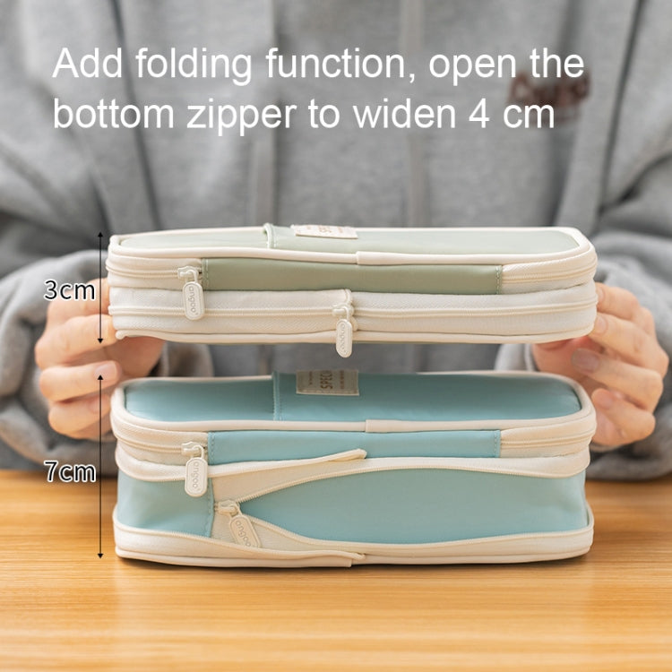 Angoo Macaron Double-layer Retractable Large-capacity Pencil Case Stationery Box(Dark Blue)