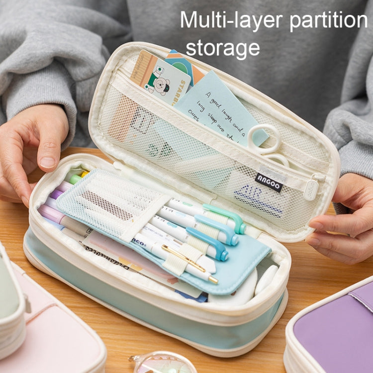 Angoo Macaron Double-layer Retractable Large-capacity Pencil Case Stationery Box(Pink)
