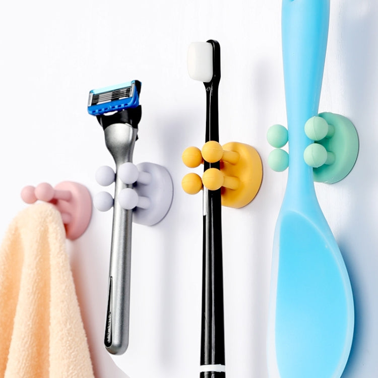 Nail-free Silicone Seamless Paste Hook Toothbrush Storage Rack(Ginger Yellow)