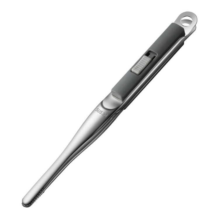 304 Stainless Steel Food Clip with Sawtooth Barbecue Tongs(Gray)