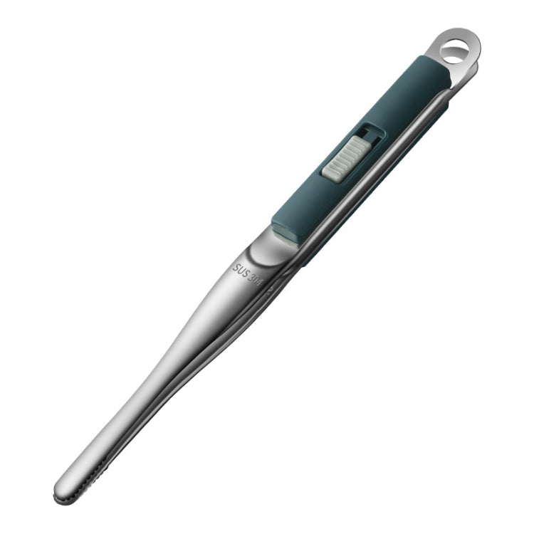 304 Stainless Steel Food Clip with Sawtooth Barbecue Tongs(Blue)