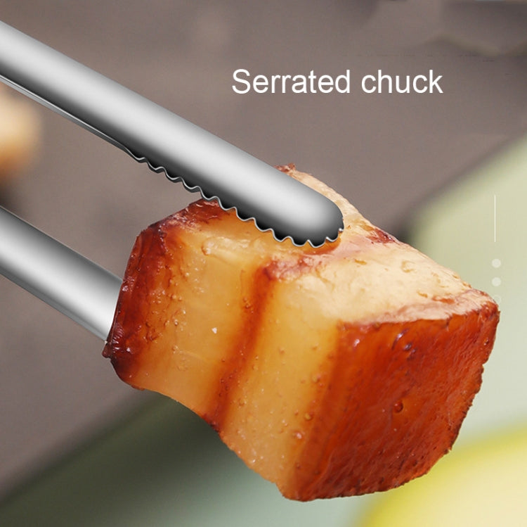 304 Stainless Steel Food Clip with Sawtooth Barbecue Tongs(Gray)