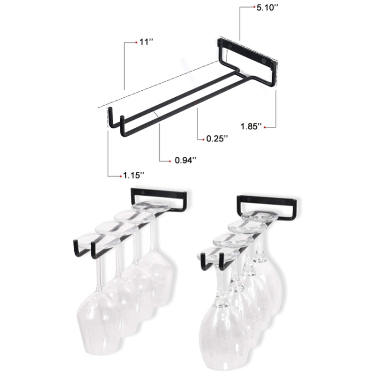 Household Wrought Iron Goblet Upside Down Cup Holder(Black)
