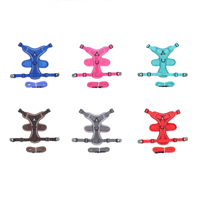 HT-864 Pet Traction Rope Reflective Breathable Dog Chest Strap Vest, Size: S(Rose red)
