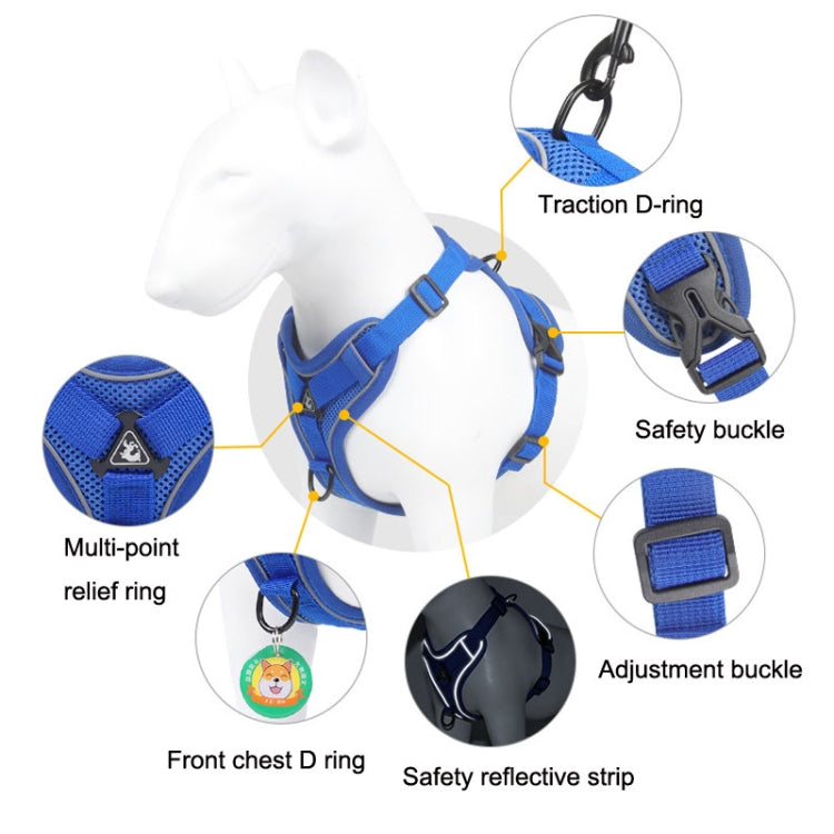 HT-864 Pet Traction Rope Reflective Breathable Dog Chest Strap Vest, Size: S(Rose red)
