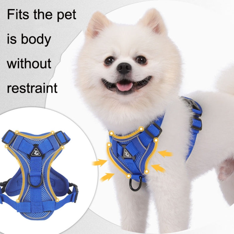 HT-864 Pet Traction Rope Reflective Breathable Dog Chest Strap Vest, Size: M(Gray)