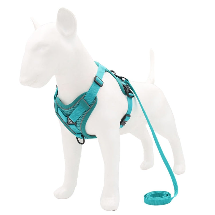 HT-864 Pet Traction Rope Reflective Breathable Dog Chest Strap Vest, Size: XL(Lake Blue)