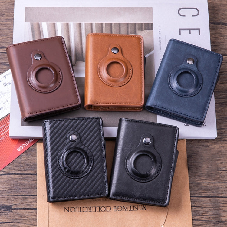 X-80 RFID Anti-theft Brushed Leather Card Holder For AirTag(Coffee)