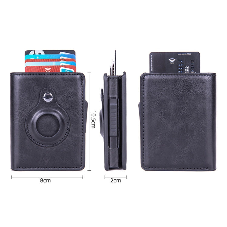 X-80 RFID Anti-theft Brushed Leather Card Holder For AirTag(Coffee)