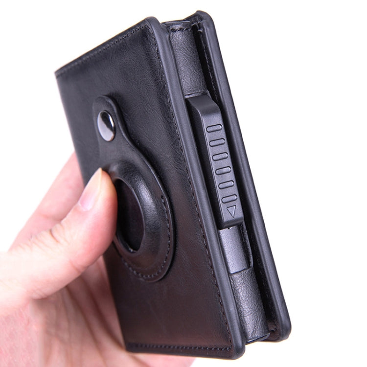 X-80 RFID Anti-theft Brushed Leather Card Holder For AirTag(Black)