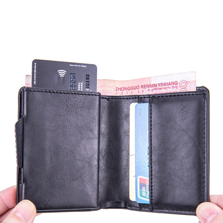 X-80 RFID Anti-theft Brushed Leather Card Holder For AirTag(Black)