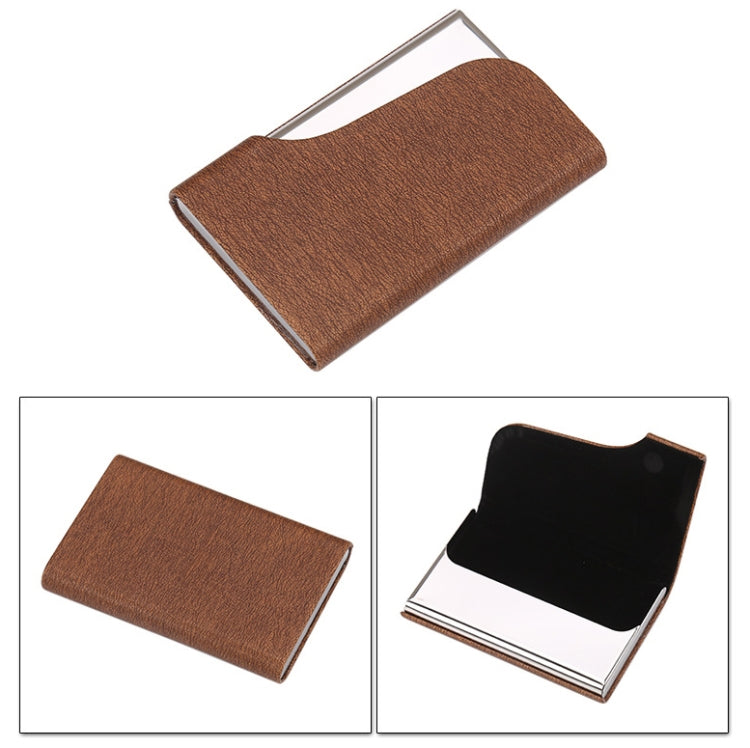 333 Stainless Steel Large Capacity Business Card Storage Box(Brown)