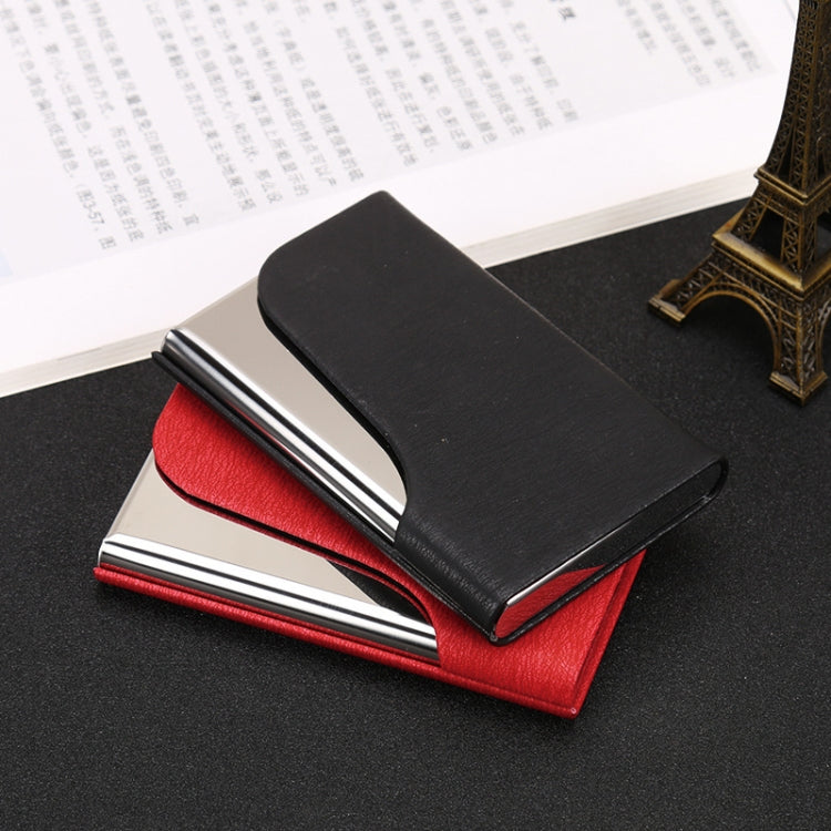 333 Stainless Steel Large Capacity Business Card Storage Box(Red)