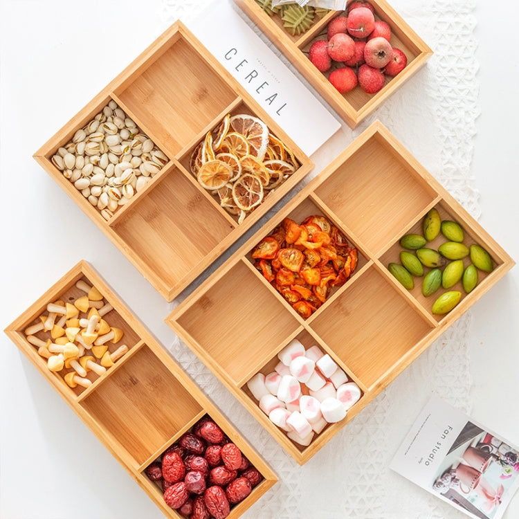 Bamboo Dried Food Box Compartment Candy Box Snack Storage Box, Specification: 6 Grids