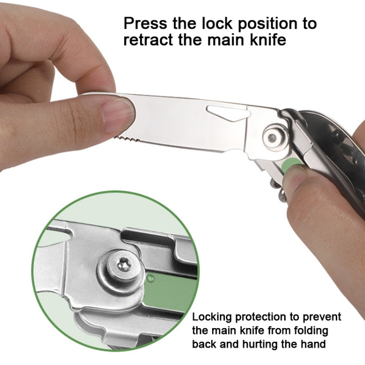 6-in-1 Folding Tableware (Fork/Knife/Spoon/Bottle Opener) for Camping and Survival(Silver)