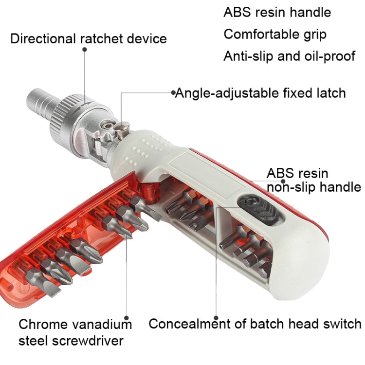 14 In 1 Household Ratchet Head Multifunctional Combination Screwdriver(Red)