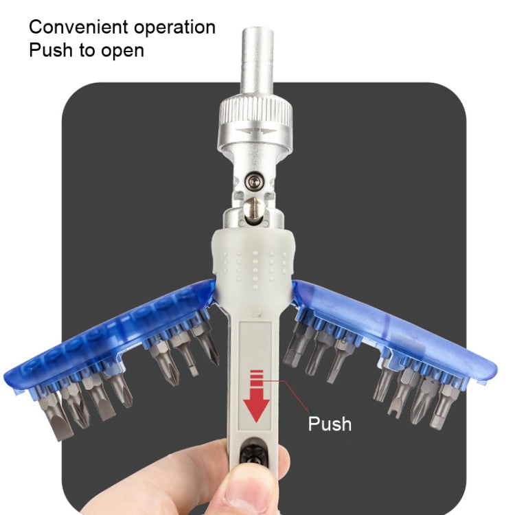 14 In 1 Household Ratchet Head Multifunctional Combination Screwdriver(Blue)