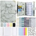 A6 Binder Budget Book Marbled Notebook PU Leather Binder(Gray)