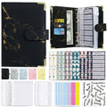 A6 Binder Budget Book Marbled Notebook PU Leather Binder(Black)
