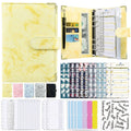 A6 Binder Budget Book Marbled Notebook PU Leather Binder(Yellow)