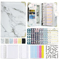 A6 Binder Budget Book Marbled Notebook PU Leather Binder(White)