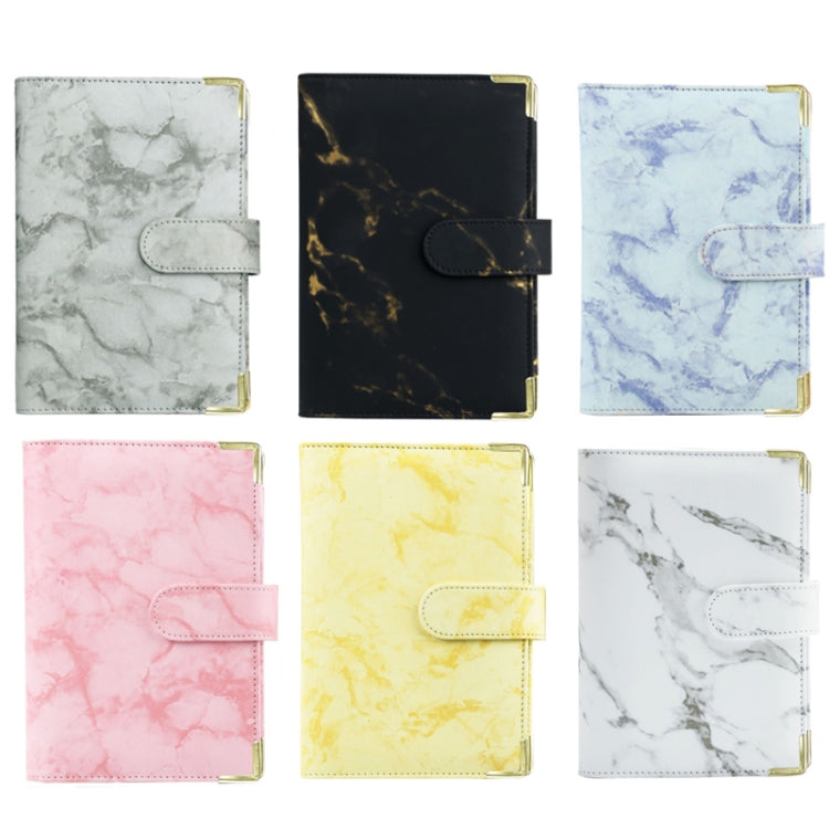 A6 Binder Budget Book Marbled Notebook PU Leather Binder(Pink)