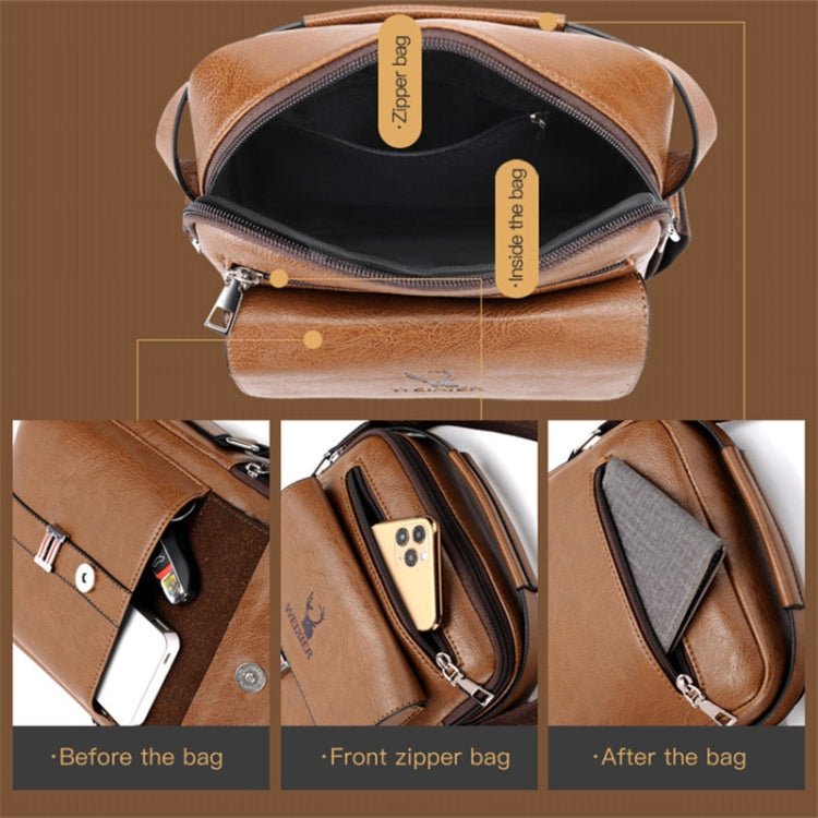 WEIXIER D245 Men Business Bag Large Capacity Shoulder Backpack(Dark Brown)