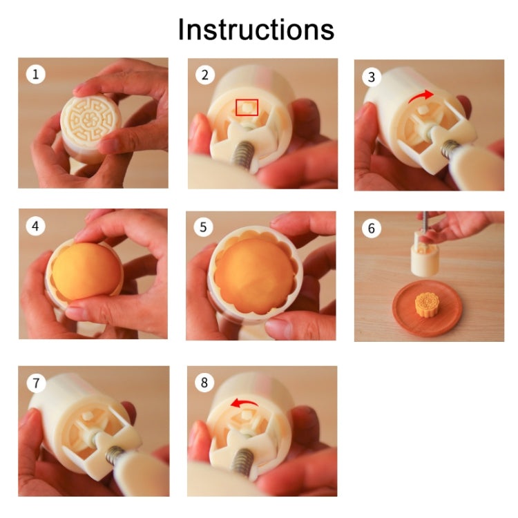 2 PCS Moon Festival Round Hand-Pressed Pastry Mold Baking Tools, Model: 33