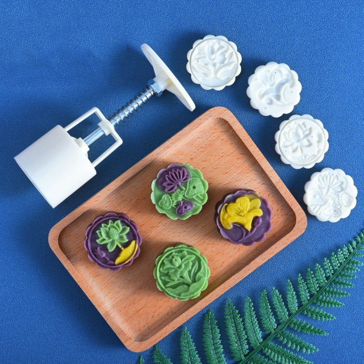 2 PCS Moon Festival Round Hand-Pressed Pastry Mold Baking Tools, Model: 35