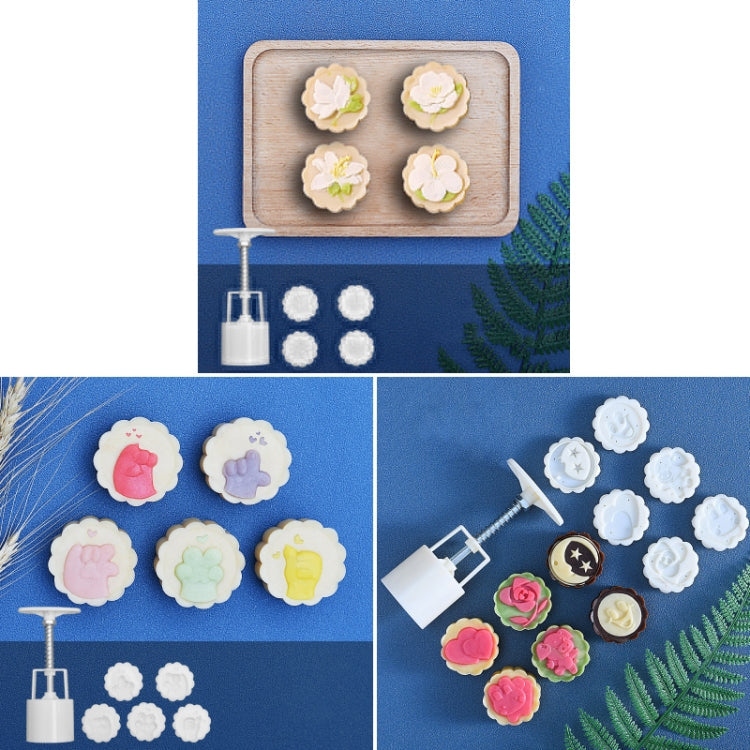 2 PCS Moon Festival Round Hand-Pressed Pastry Mold Baking Tools, Model: 42