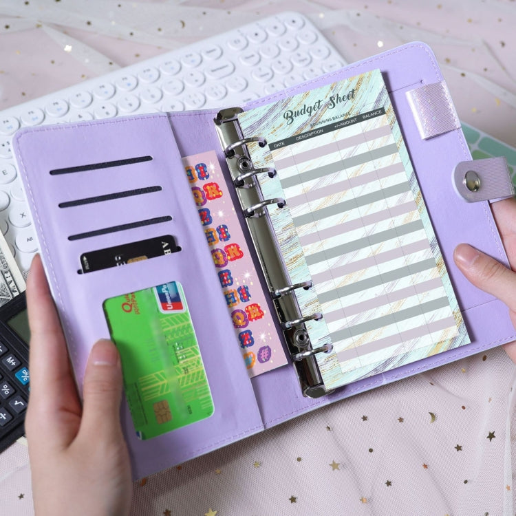 A6 Gypsophila Loose-leaf Bookkeeping Notebook Cash Budget Hand Book(Silver White)