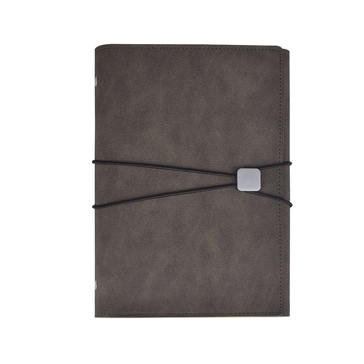 A5 Business Loose-leaf Notebook Office Stationery Leather PU Notepad(Light Coffee)