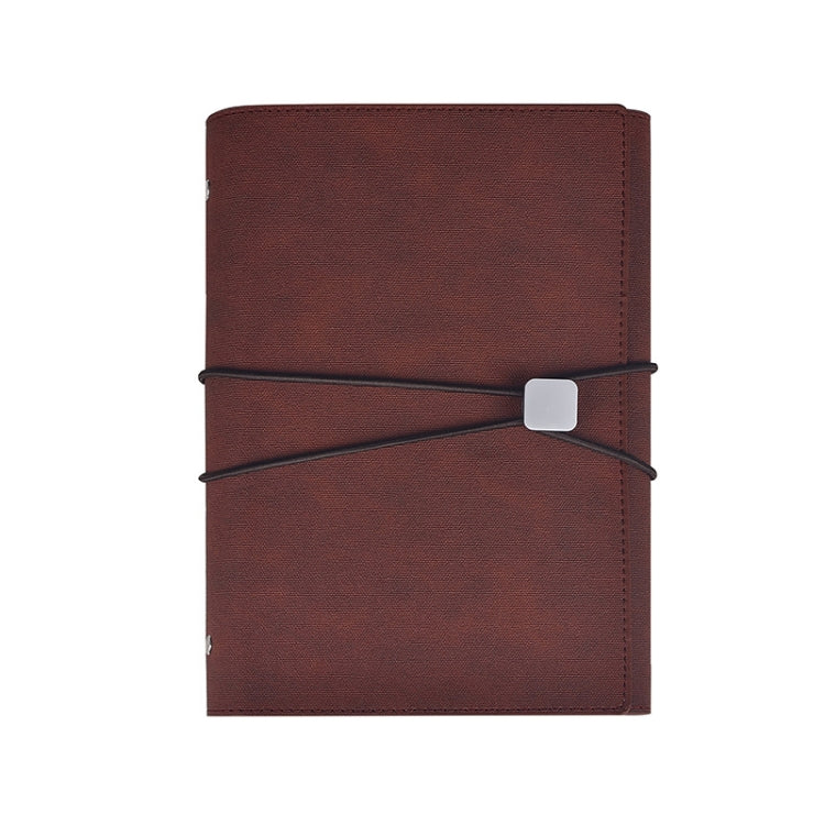 A5 Business Loose-leaf Notebook Office Stationery Leather PU Notepad(Red Brown)