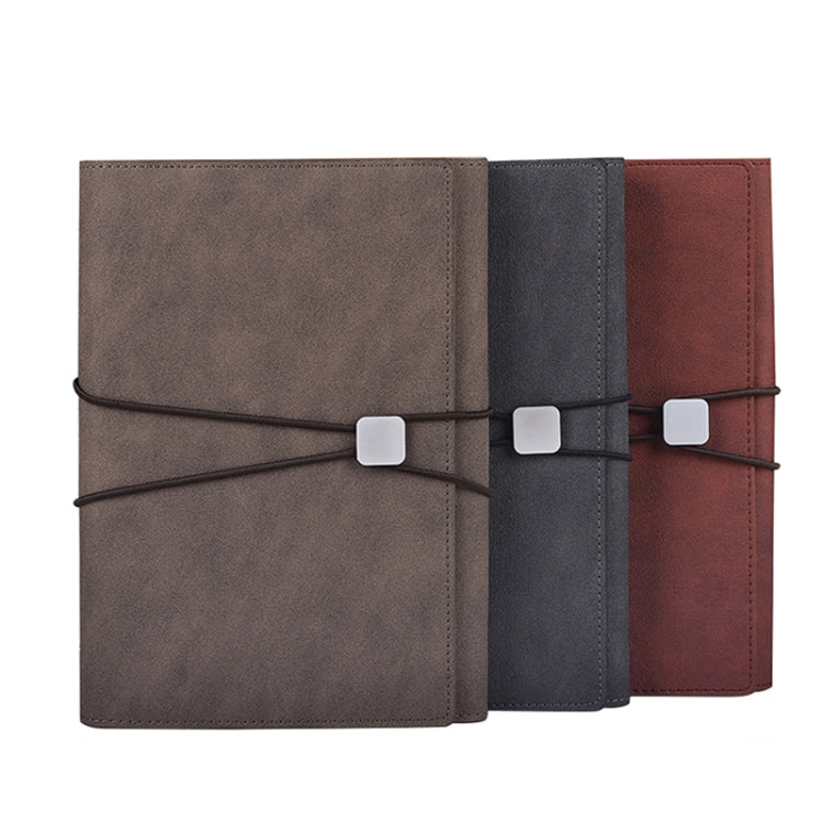 A5 Business Loose-leaf Notebook Office Stationery Leather PU Notepad(Red Brown)