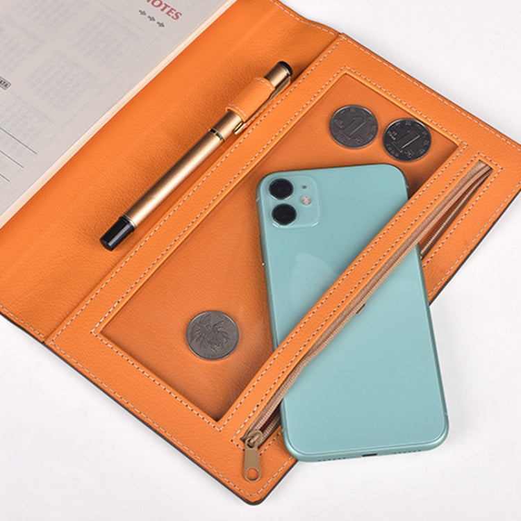 A5 Business Loose-leaf Notebook Office Stationery Leather PU Notepad(Light Coffee)